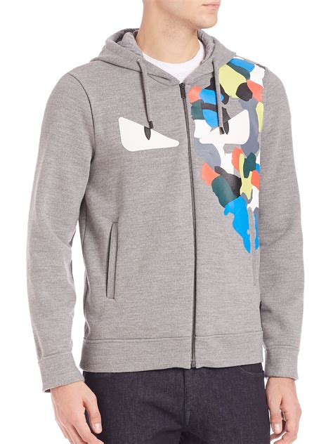 fendi men's leather jacket|Fendi men's gray pullover hoodie.